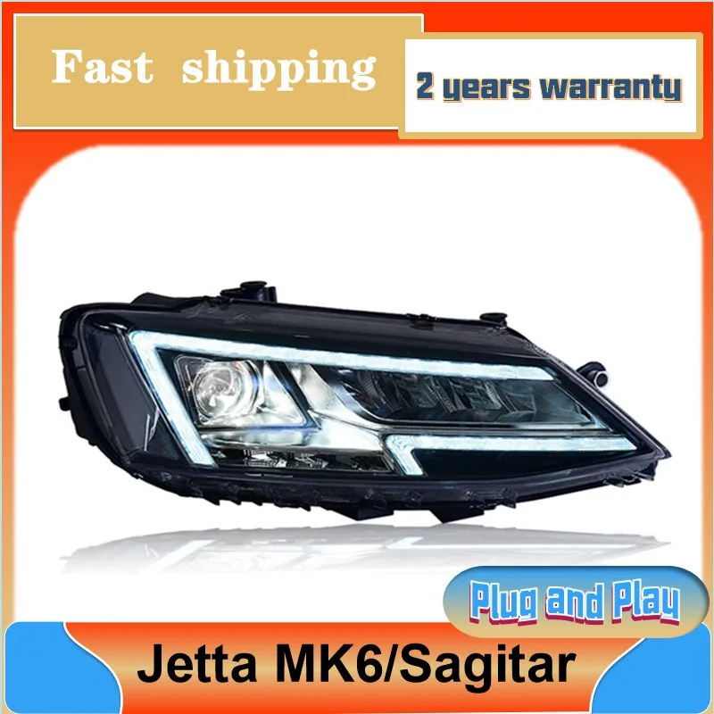 

Стайлинг автомобиля для VW Jetta MK6 фара 2012-2018 Sagitar фара Volkswagen DRL указатель поворота ближний свет линза проектора