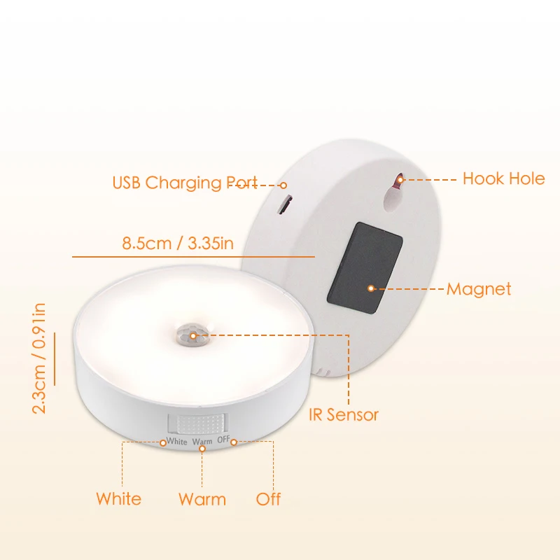 PIR lampa z czujnikiem ruchu lampka nocna USB lampa schodowa magnetyczne kinkiety pod ladą bezprzewodowe oświetlenie do kuchni w korytarzu