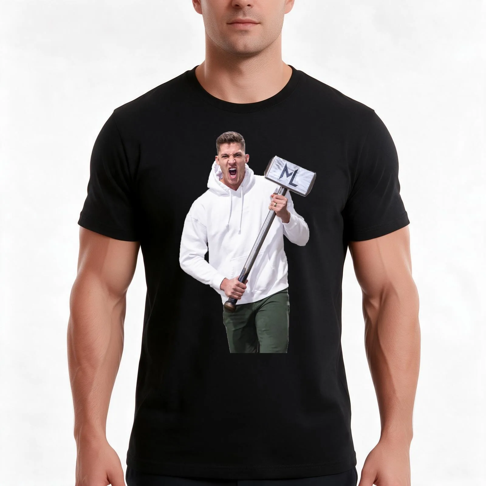 Meyers Hammer Leonard T-Shirt, Summer Casual Cotton Tee, Oversized Streetwear Tops, Vintage Graphic Print, Unisex Men Women