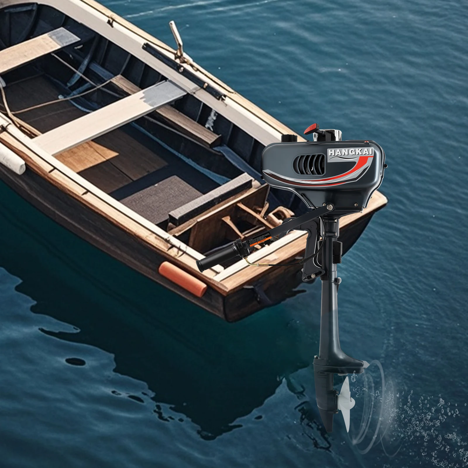 محرك خارجي للقارب الصغير بقدرة 3.5 حصان - محرك تشغيل يدوي ثنائي الأشواط لقارب قابل للنفخ والزورق والتزلج وقارب جون والدفع البحري #2