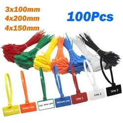 Nylon Cable Ties 3x100mm 4x150mm 4x200mm Tag self-locking Zip Ties Tag Labels Plastic Loop Ties Markers Cable