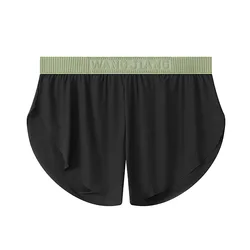 Men's Ice Silk Panties Summer Anti-Light Sports Breathable Shorts Running Fitness Quick-Drying Underpants U Convex Knickers