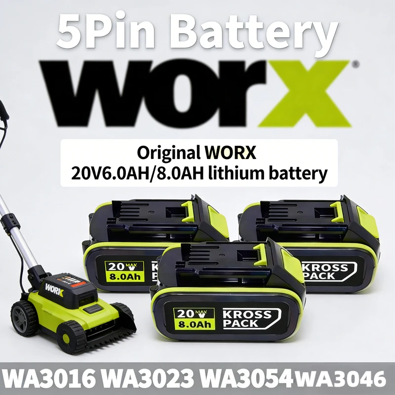 

Original 20V Lithium ion Battery 6.0Ah 8.0Ah for WORX Series Power Tools with LED Indicator WU279 WU182 WU690 WU380S WU231 WU533