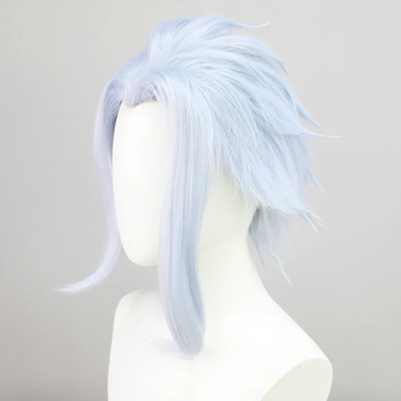 Game Genshin Impact II Dottore Cosplay Wig The Doctor Light Blue Hair Heat Resistant Synthetic Wigs Cap Halloween Dress Up Prop