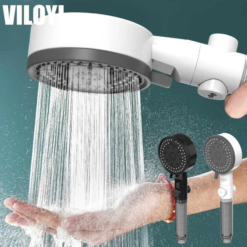 10 Modes High Pressure Filtered Shower Head One Key Stop Water Bathroom Handheld Showerhead Portable Shower Nozzle Accessories
