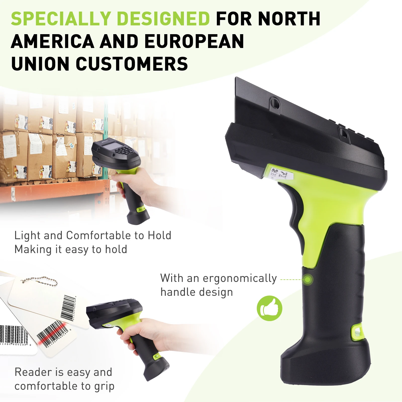 Portable Wired Android Barcode Reader Handheld Qr Code 1D 2D Barcode Scanner Charging Dock Screen Display S-7106T