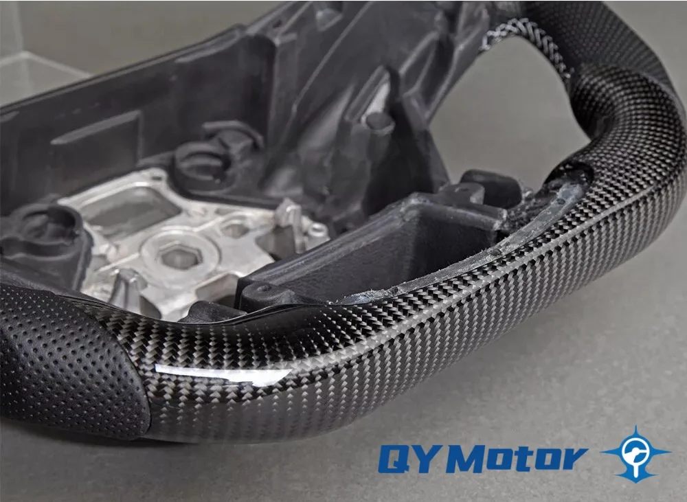 Real Carbon Fiber Steering Wheel Fits For Ford F150 F-150 Raptor 2015-2020 Customized Steering Wheel White Stripe