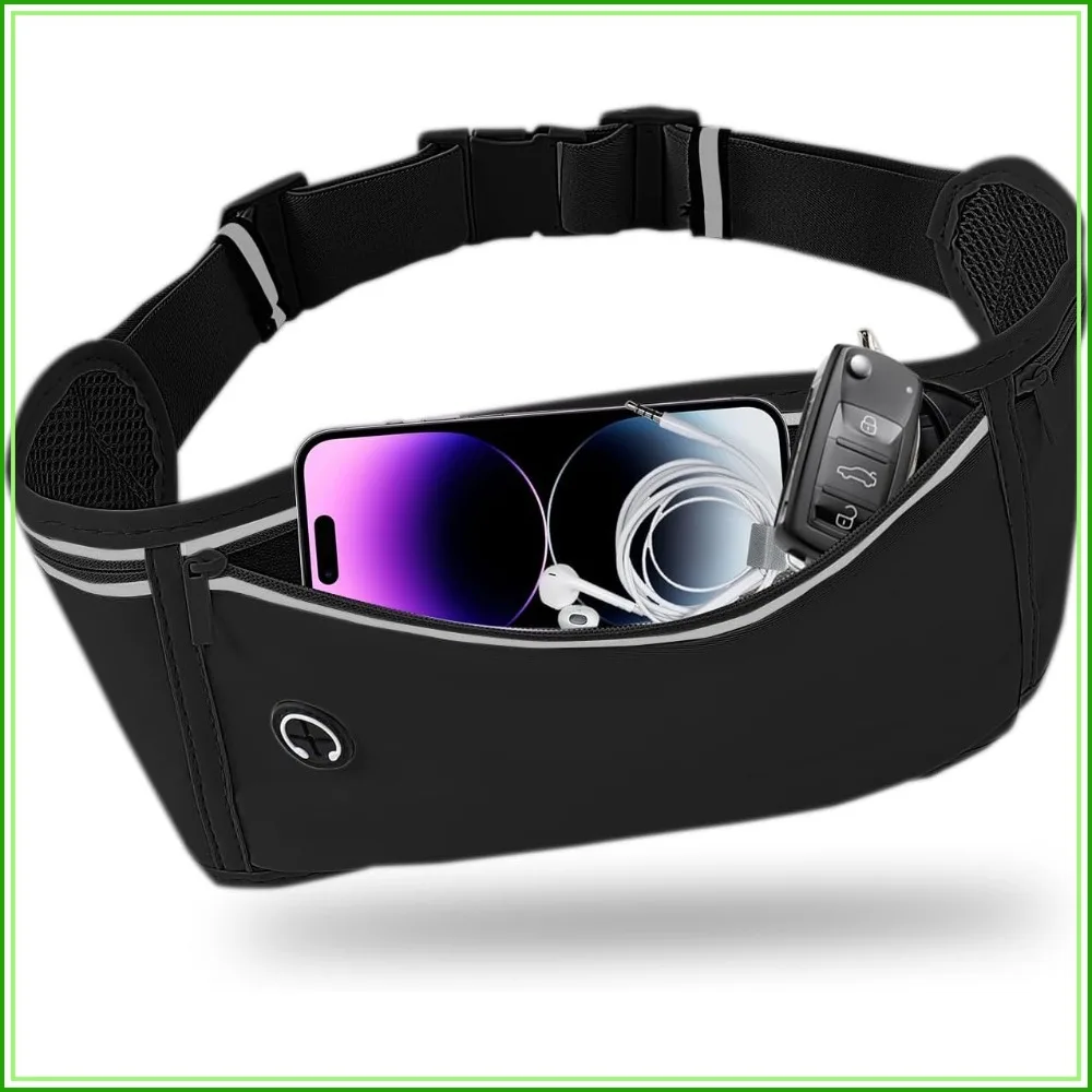 

Slim Running Belt for Women Men, Runners Fanny Pack Phone Holder, 3 Pockets