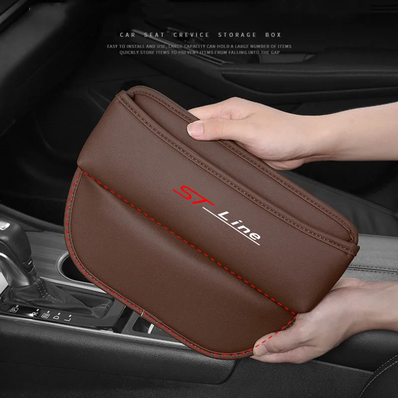 Leather Car Seat Gap Box Filler Side Storage Pocket For Ford ST Line Focus 2 3 Mondeo Ecosport Kuga Mk4 Fiesta  Auto Accessories