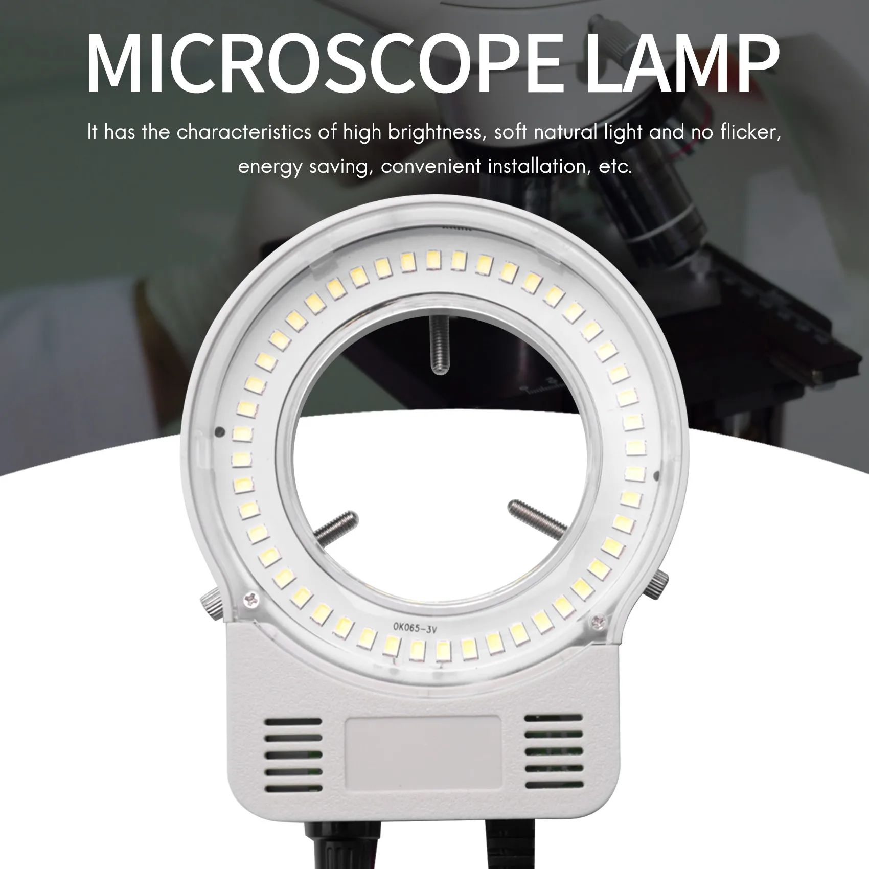 AA91 48 LED Industrial Microscope Camera Light Source Ring Lamp Light Illuminator Lamp Adjustable Brightness USB Interface