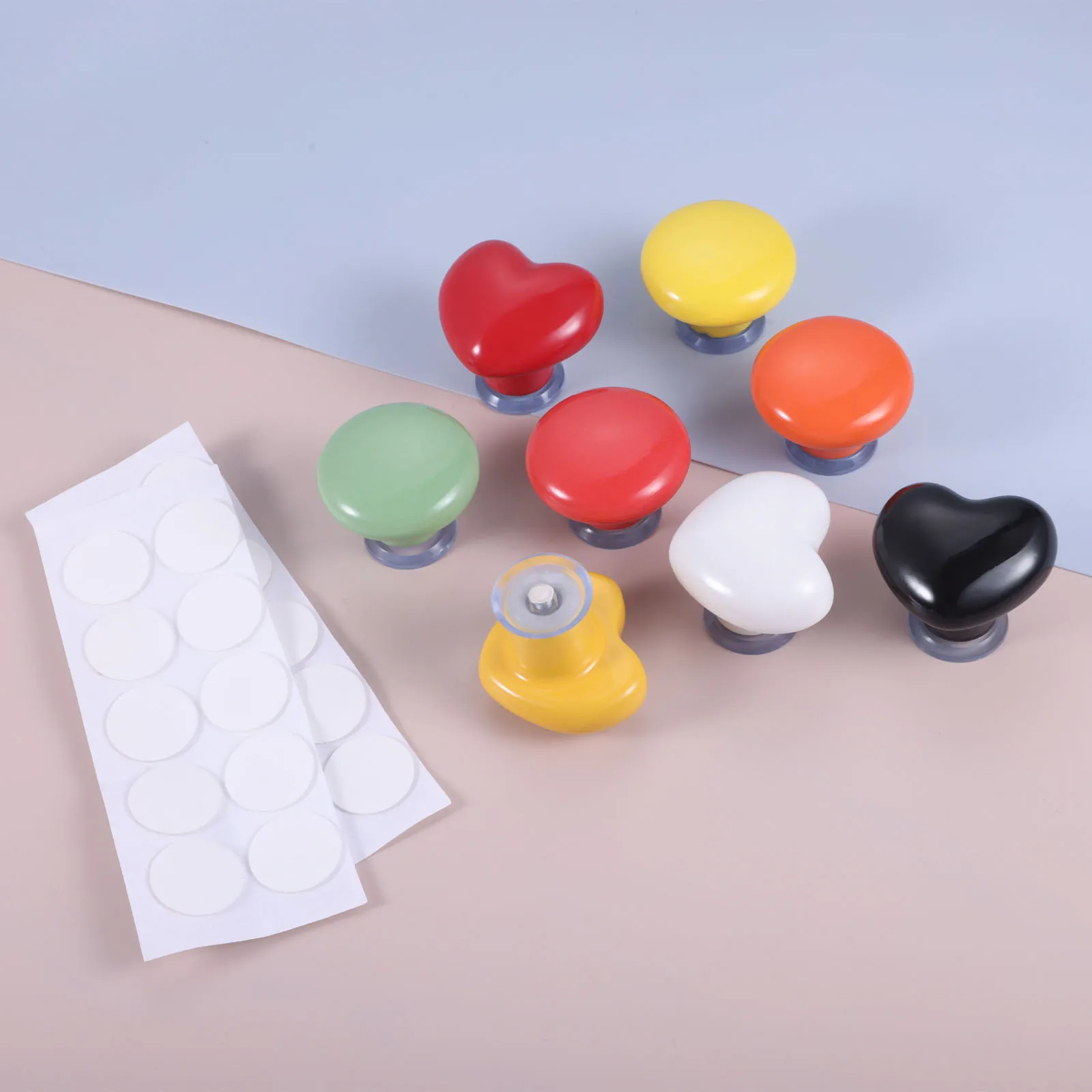 1Pc Colorful Toilet Press Button Water Tank Push Switch Assistant Heart-shaped/Round Bathroom Accessory Cabinet Drawer Handle