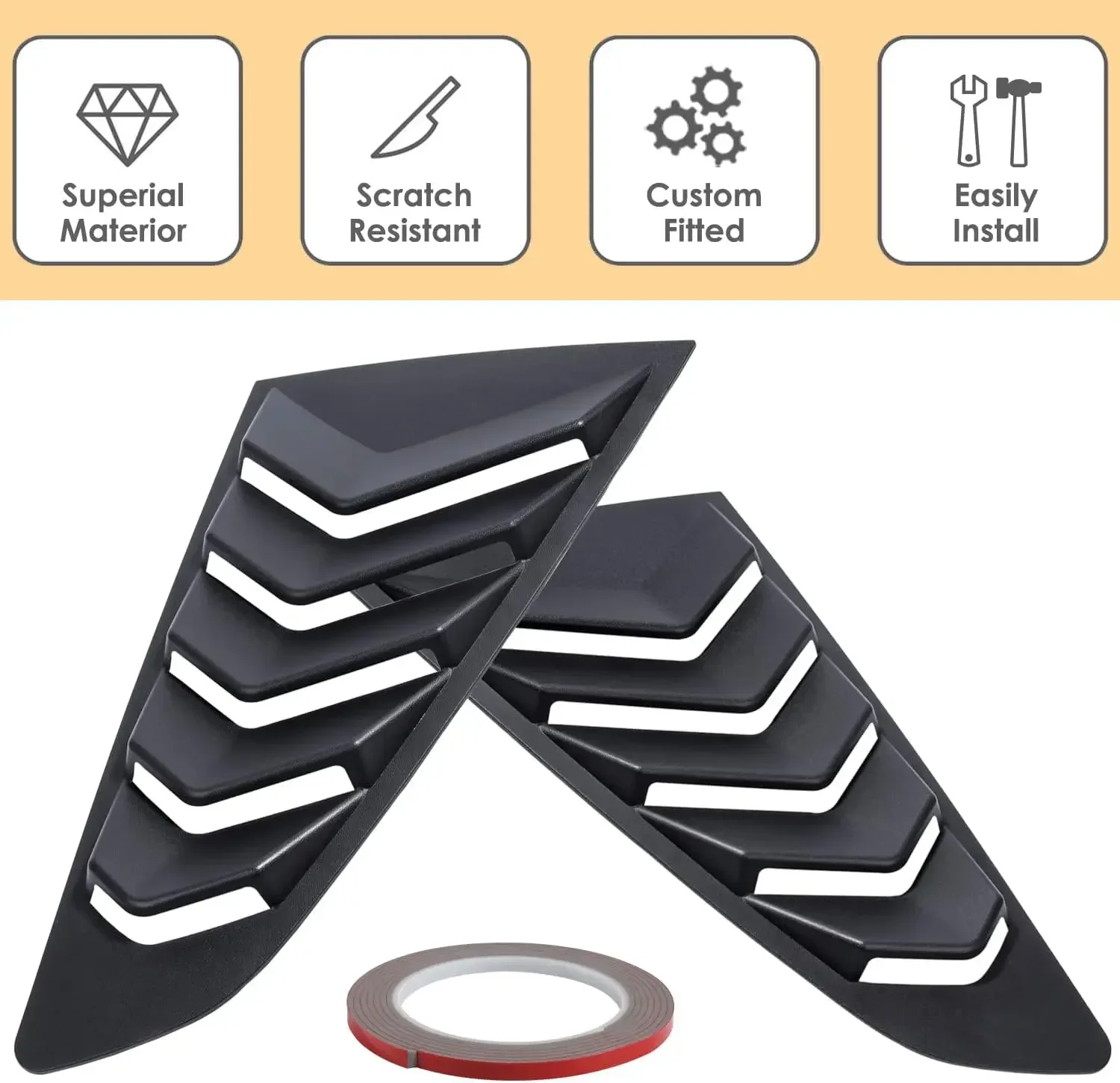 For Ford Mustang 2015 2016 2017 2018 2019 2020 Car Rear Window Louver Shutter Cover Side Vent Trim Sticker Scoop Accessories