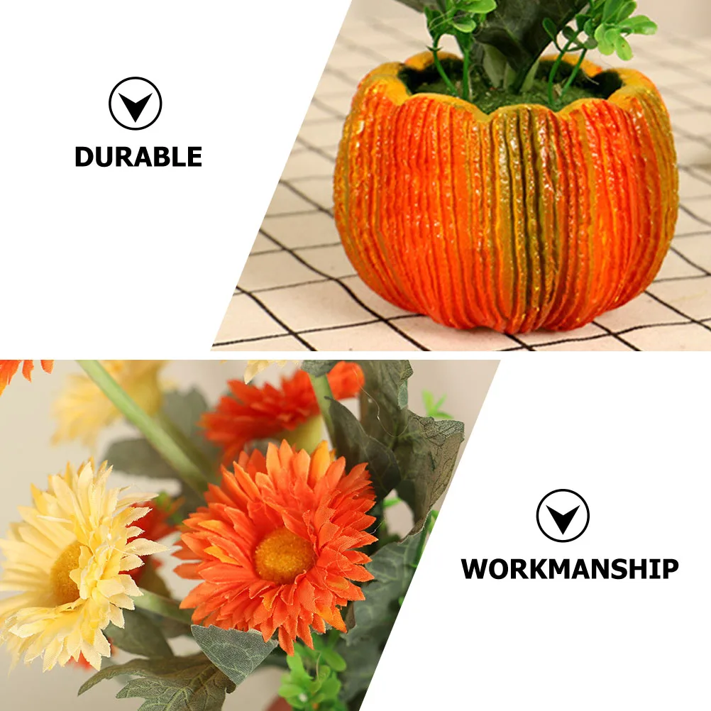 

Artificial Plants Indoor Simulated Ornaments Faux Bonsai Pumpkin Table Decor for Living Room Orange Decoration Mother