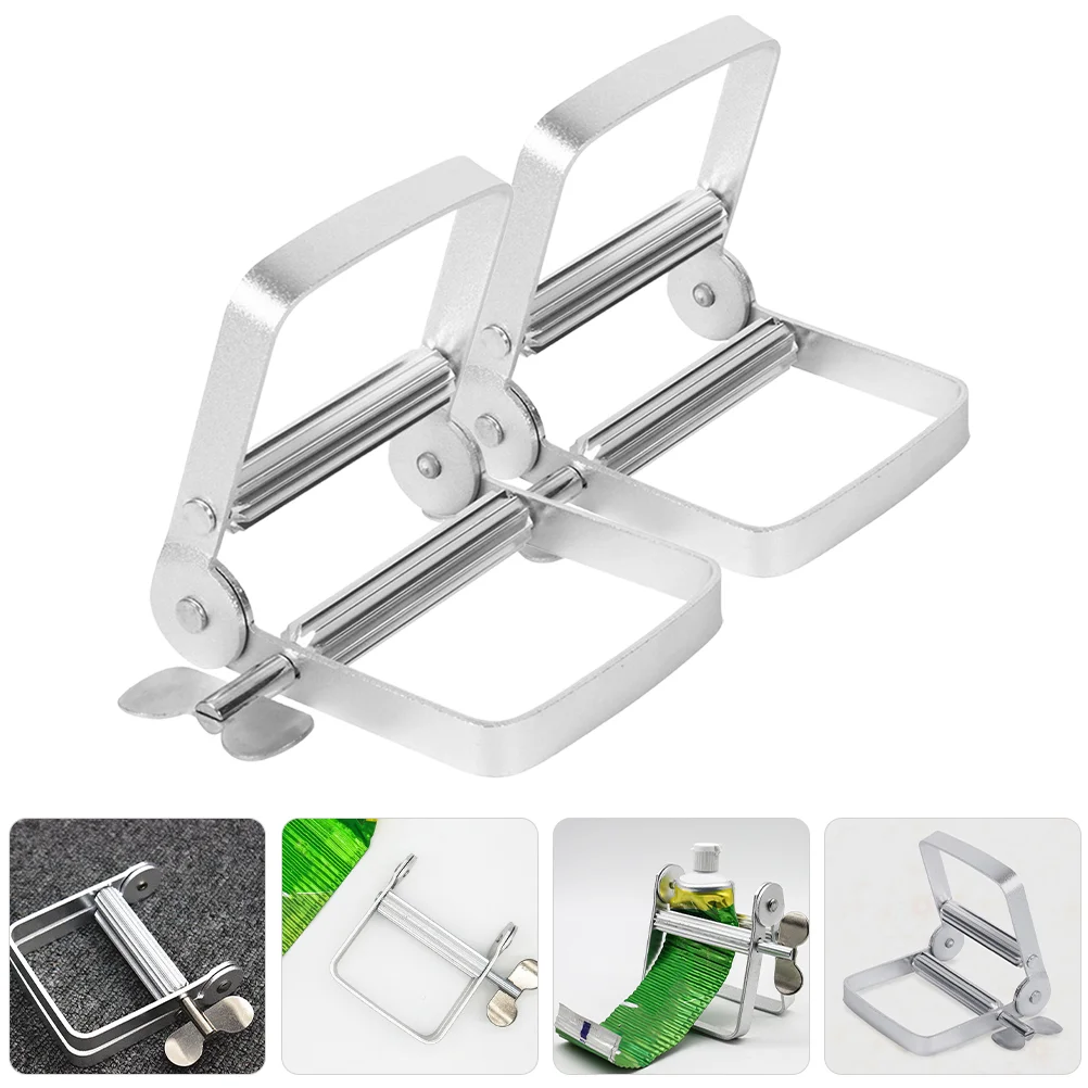 2 Pcs Toothpaste Dispenser Facial Cleaning Cream Squeezer Tube Roller Pusher Squeezing Gadget Holder Stand Dye Winder
