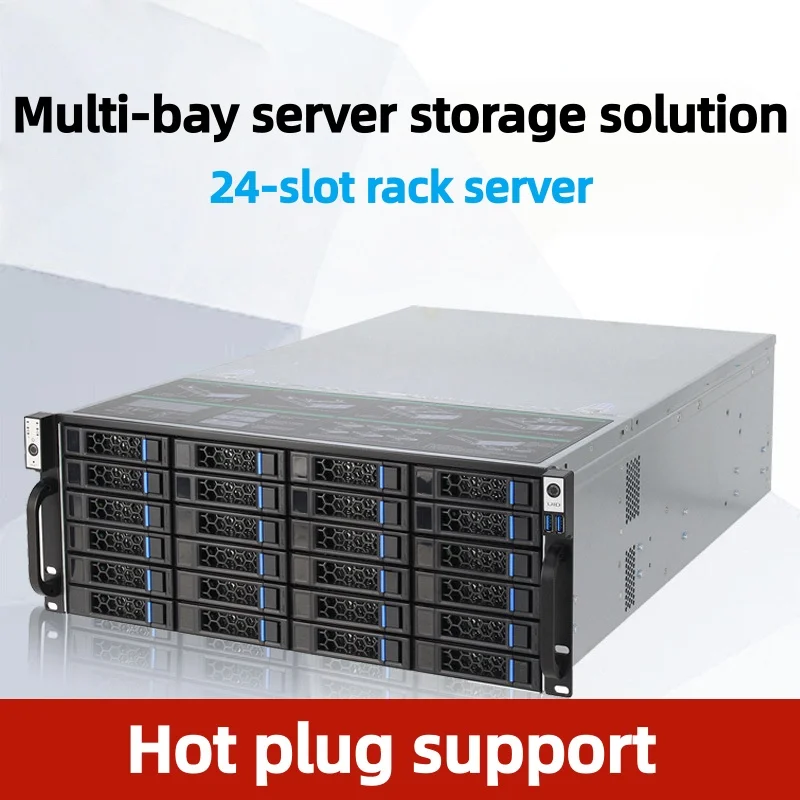 The 24-bay hot-swappable hard disk storage rack 4U server chassis supports SAS/SATA hot plugging