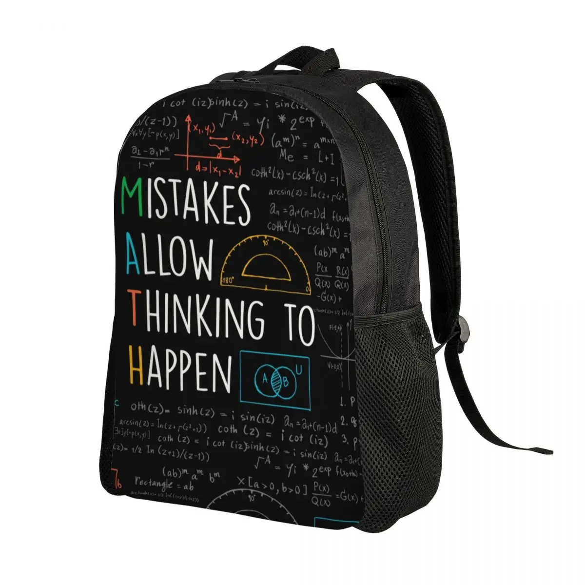 Mistakes Allow Thinking To Happen Laptop Backpack Women Men Fashion Bookbag for College School Student Math Teacher Quotes Bag