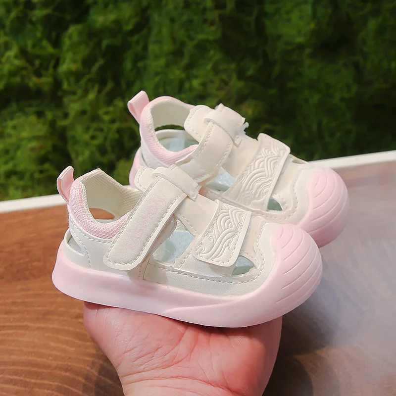 Kids Casual Shoes Toddler Closed-Toe Anti-Collision Sandals Baby Non-Slip Learning-to-Walk Shoes Boys Girls Hollow-Out Sandals
