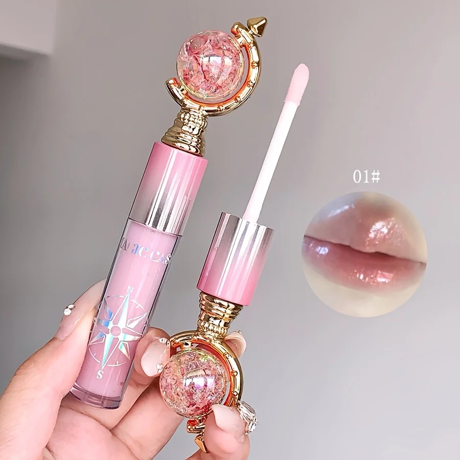 Long-Lasting Hydrating Magic Castle Lip Gloss Non-Staining Glass Lipstick Earth Design Glossy Finish All Skin Tones Beauty