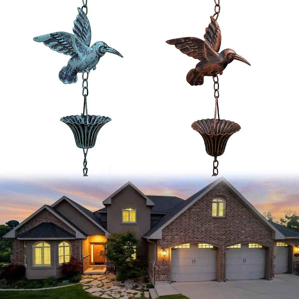 8.5ft Rain Chain Metal Vintage Bird Rain Chain Pendant Suitable For Outdoor Gutter Downspout Hardware Parts Garden Eaves Decor