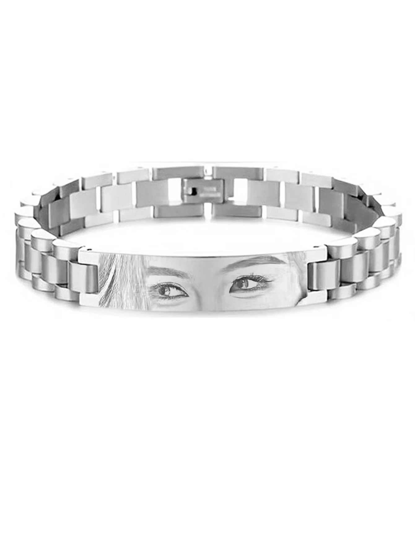2026 Custom Eye Photo Couple Bracelet Stainless Steel Personalized Romantic Anniversary Wedding Valentine Gift Memory Jewelry