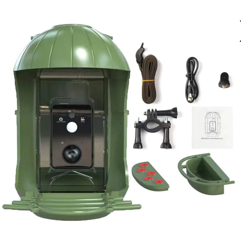 Outdoor Waterproof Smart Video Bird Feeder Camera 1080P HD Wildlife Gazebo Feeding Supplies Bird Accessories with Solar Panel