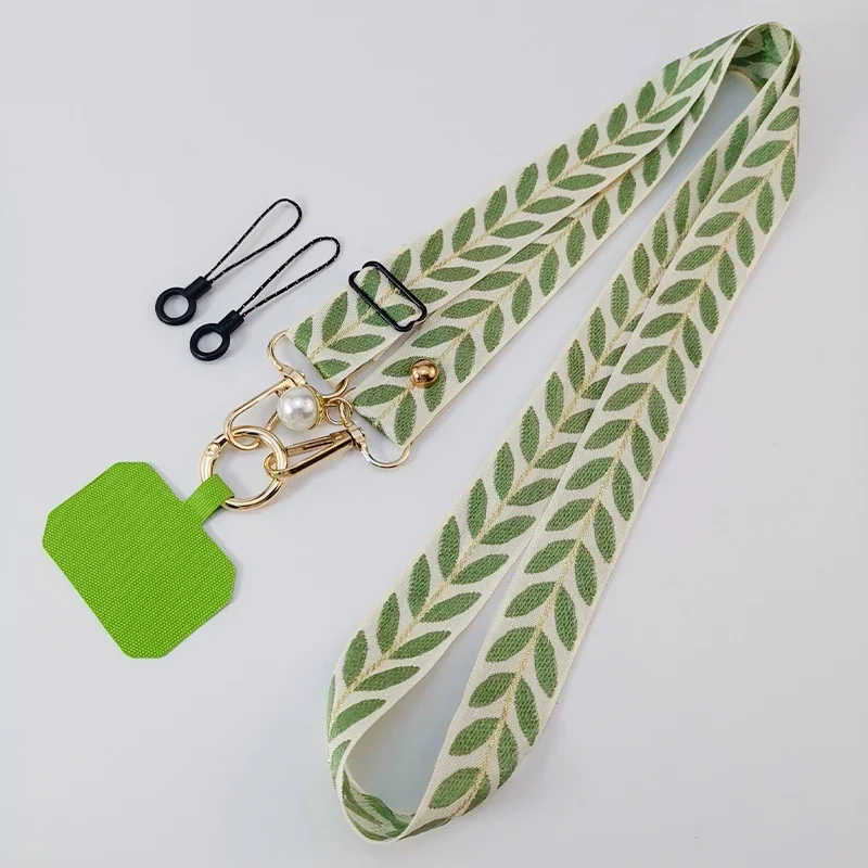 Long cross-body mobile phone lanyard, adjustable and shoulder-carrying chain, pearl pendant, wide version, dual-purpose lanyard