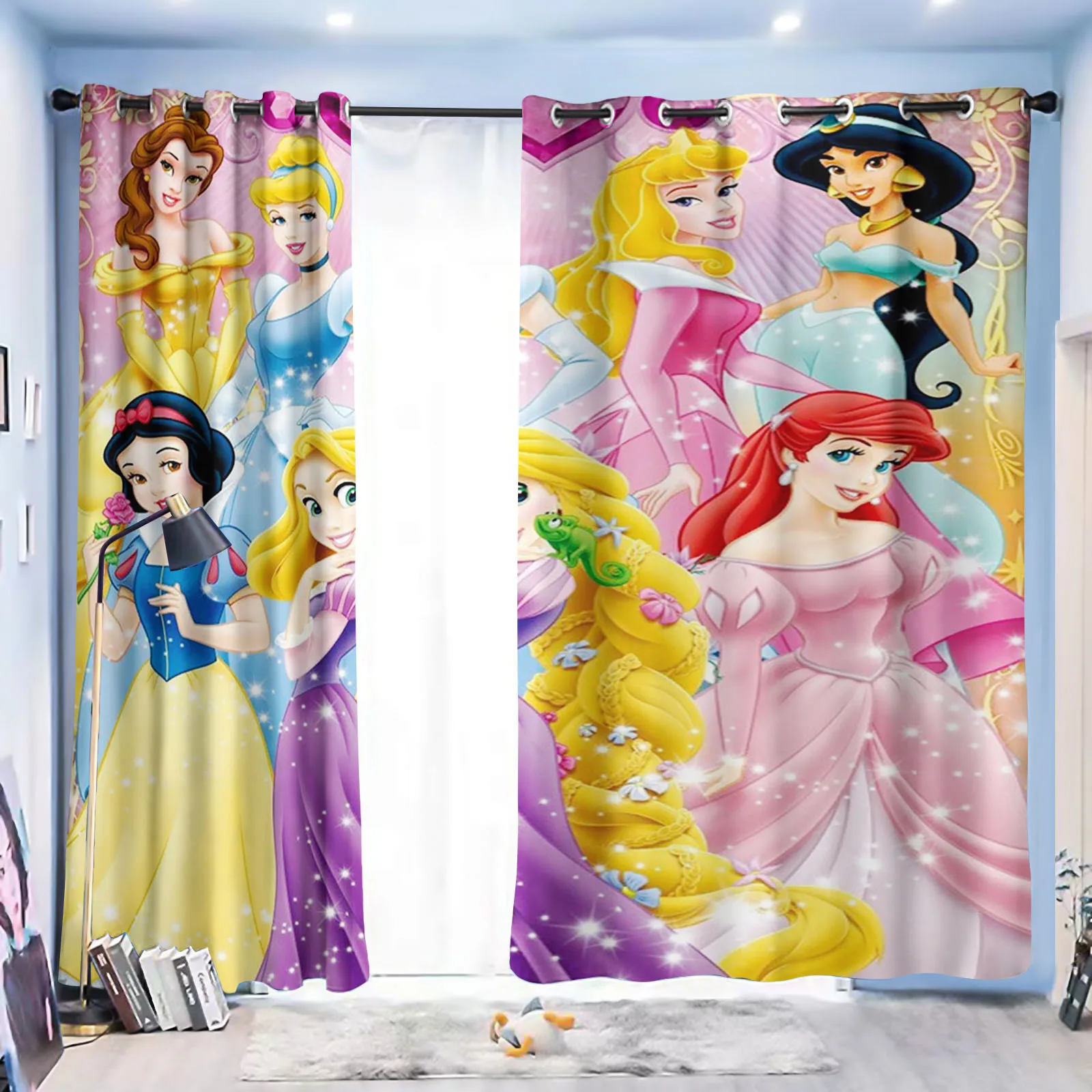 

Disney Princess 100% Polyester 1pc Curtains For Living Room Bedroom Blackout Dustproof Perforated Home Decor 커튼