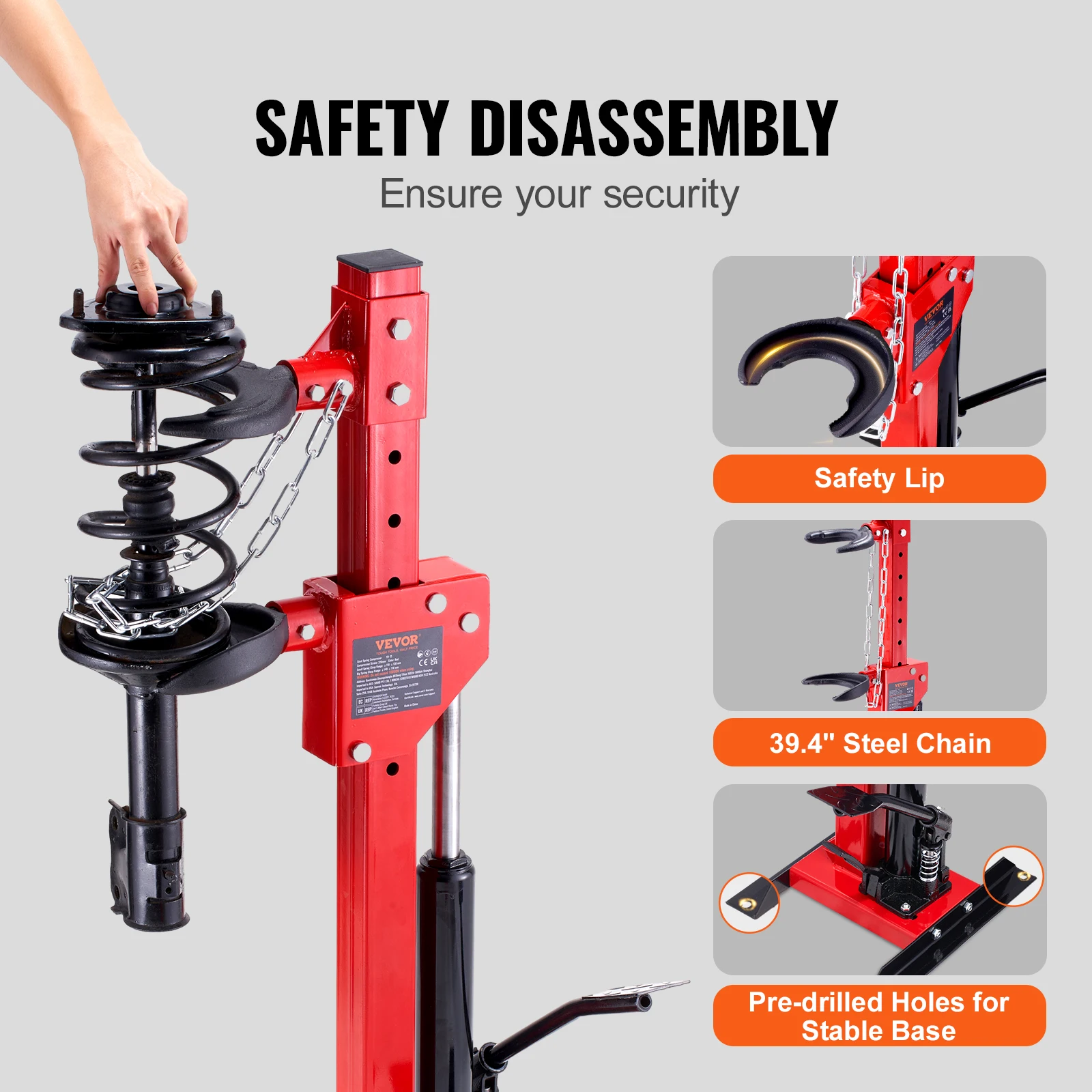 VEVOR Strut Spring Compressor, 4.5 Ton/9920 LBS Hydraulic Jack, 1Ton Rated Compression Force, Auto Strut Coil Spring Compressor image 5