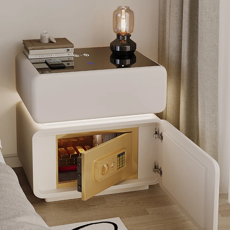 Charging Low Bedside Table Wood Drawers White Small Nightstand Organizer Nordic Storage Filing Cabinets Muebles Home Furniture