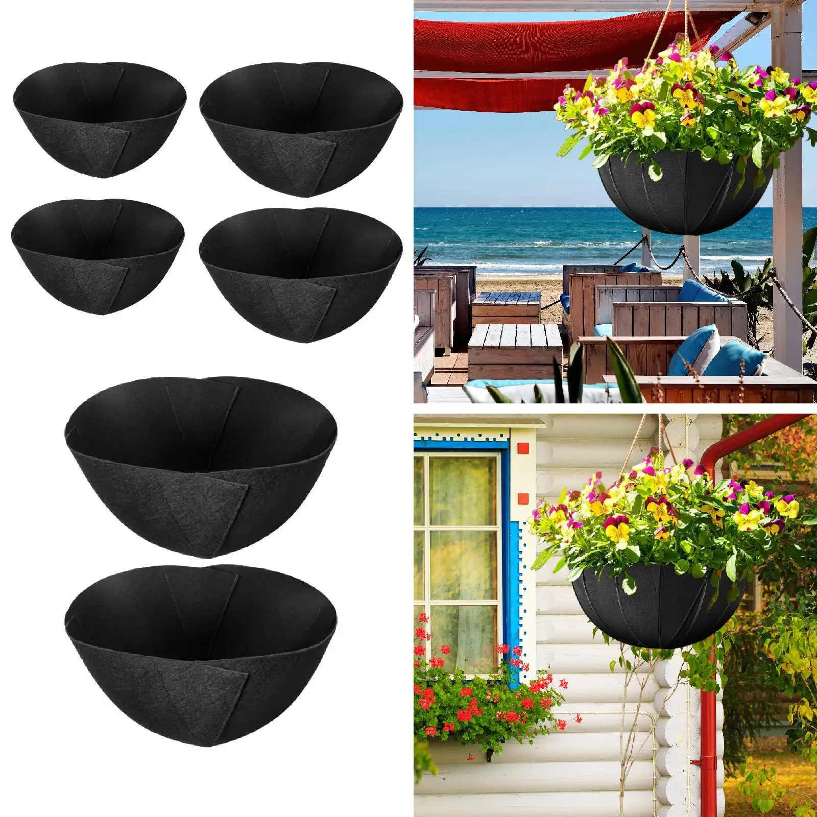 Half Round Felt Planter Basket Liners for Hanging Baskets Breathable Fabric Flower Pot Replacement Water Absorbent Garden Decor