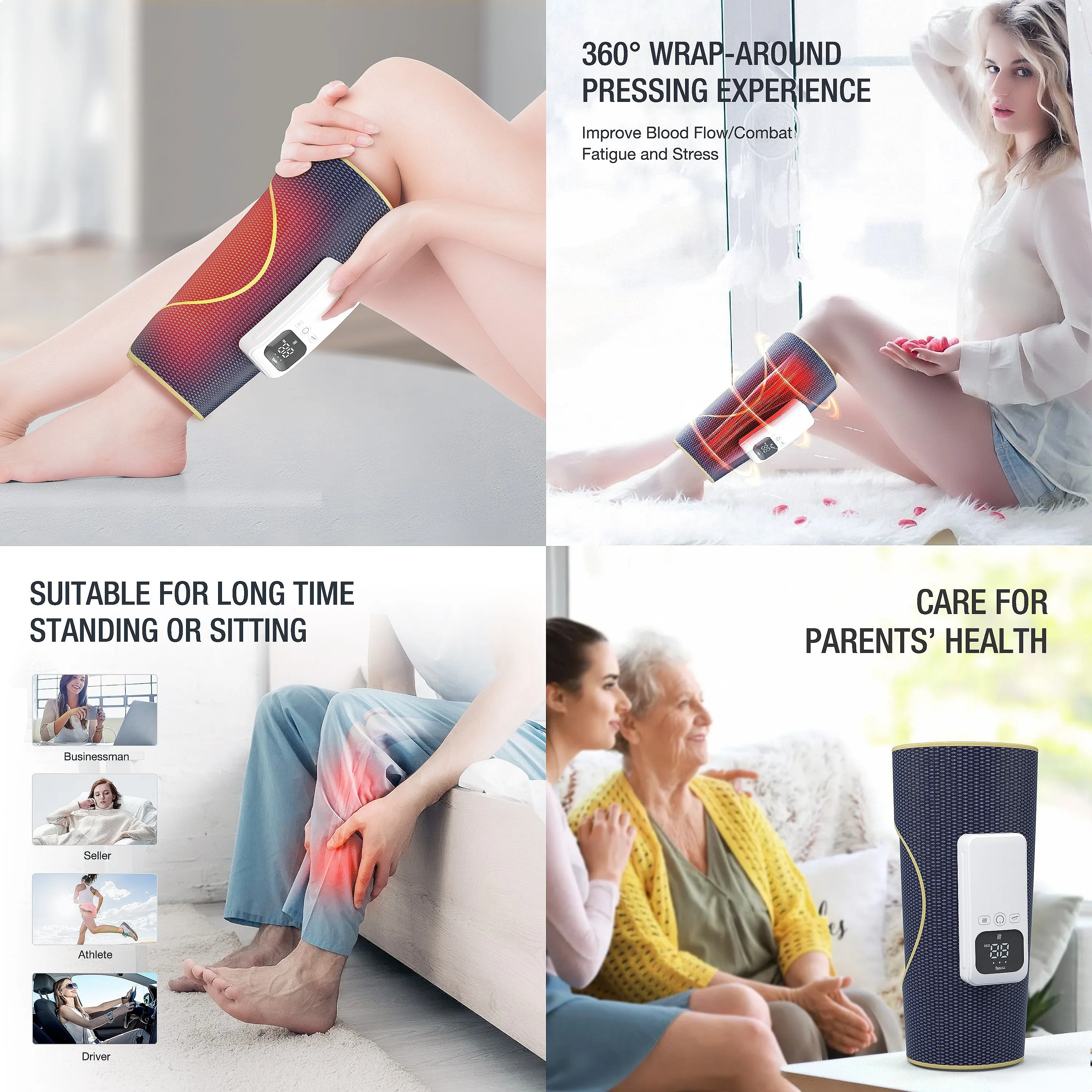 Compression Leg & Foot Massager with Heat, Air Calf Massager for Circulation & Varicose Relief