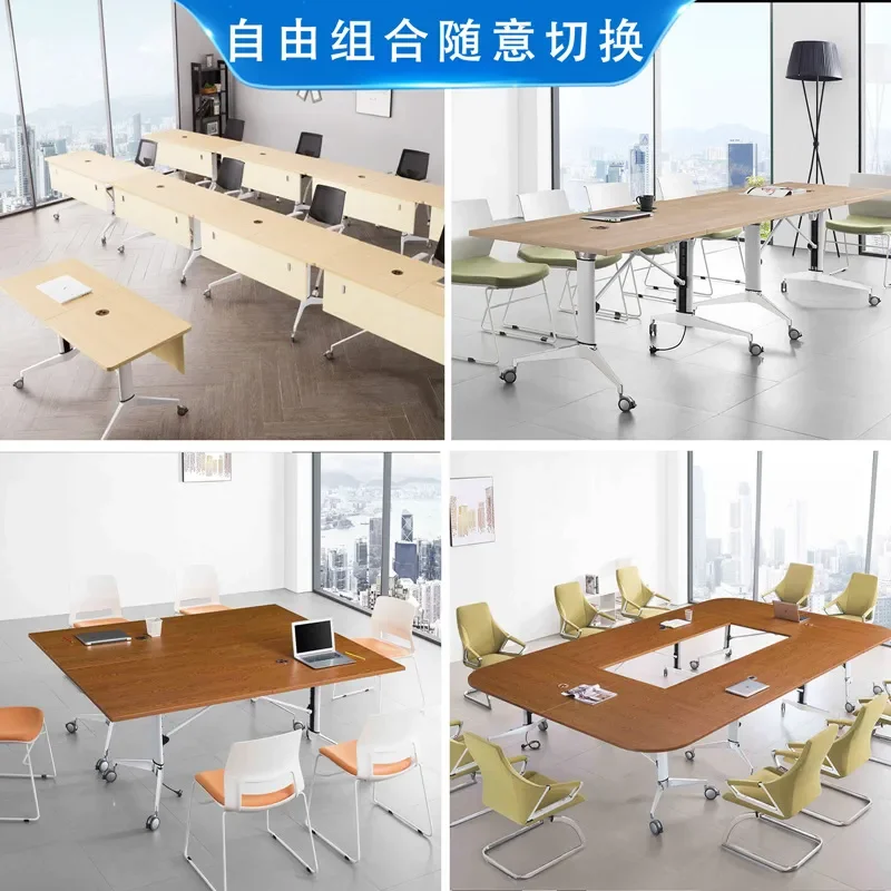 Movable Folding Training Table Splicing Conference Long Desk Retractable Staff Meeting Table Combination Workstation