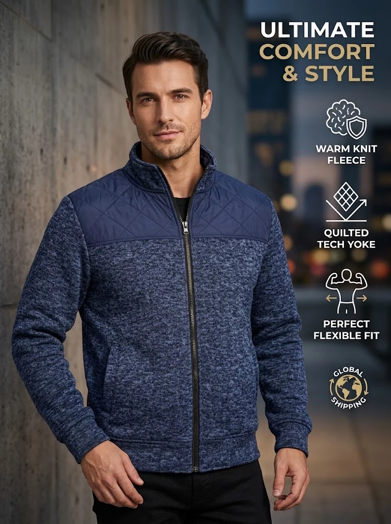 Herbstliche Herren-Fleecejacke, lässiger Stil, durchgehender Reißverschluss, Stehkragen, Sweatshirt, warme Winter-Thermo-Cardigan-Jacke, Oberbekleidung mit Taschen, Oberteile. – Detail 1