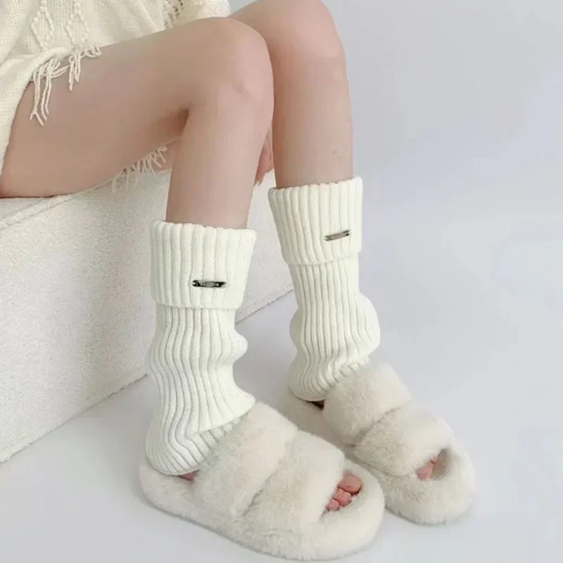 

Y2K Girls Women Leg Warmers JK Lolita Kawaii Cute Long Socks Thigh High Socks Autumn Winter Warm Knitted Cotton Foot Cover