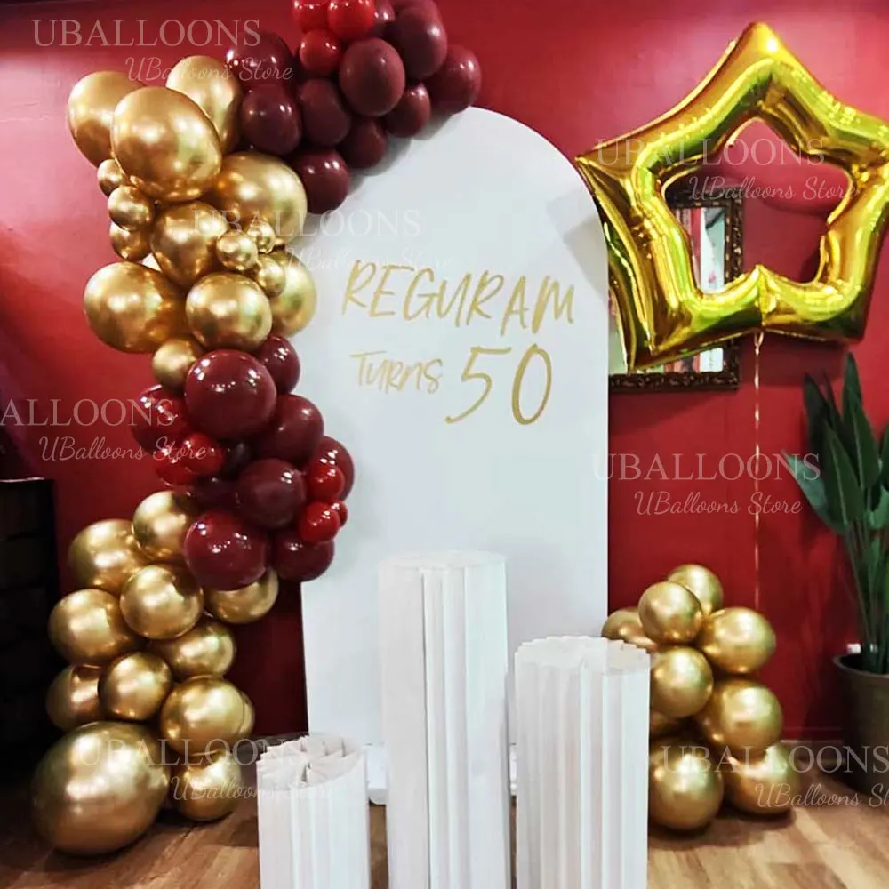 Burgunderrote Roségold-Luftballons, Bogen-Set, Metallic-Gold, Weiß, Burgunder-Luftballons, Girlande für Geburtstag, Hochzeit, Baby, Brautparty, Dekoration – Detail 20