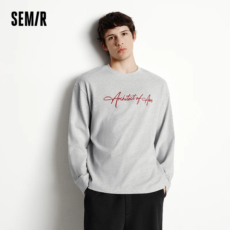 

Футболка Semir с длинными рукавами, унисекс, стиль для пар, базовый универсальный топ для повседневных поездок, осень 2023, Новое поступление
