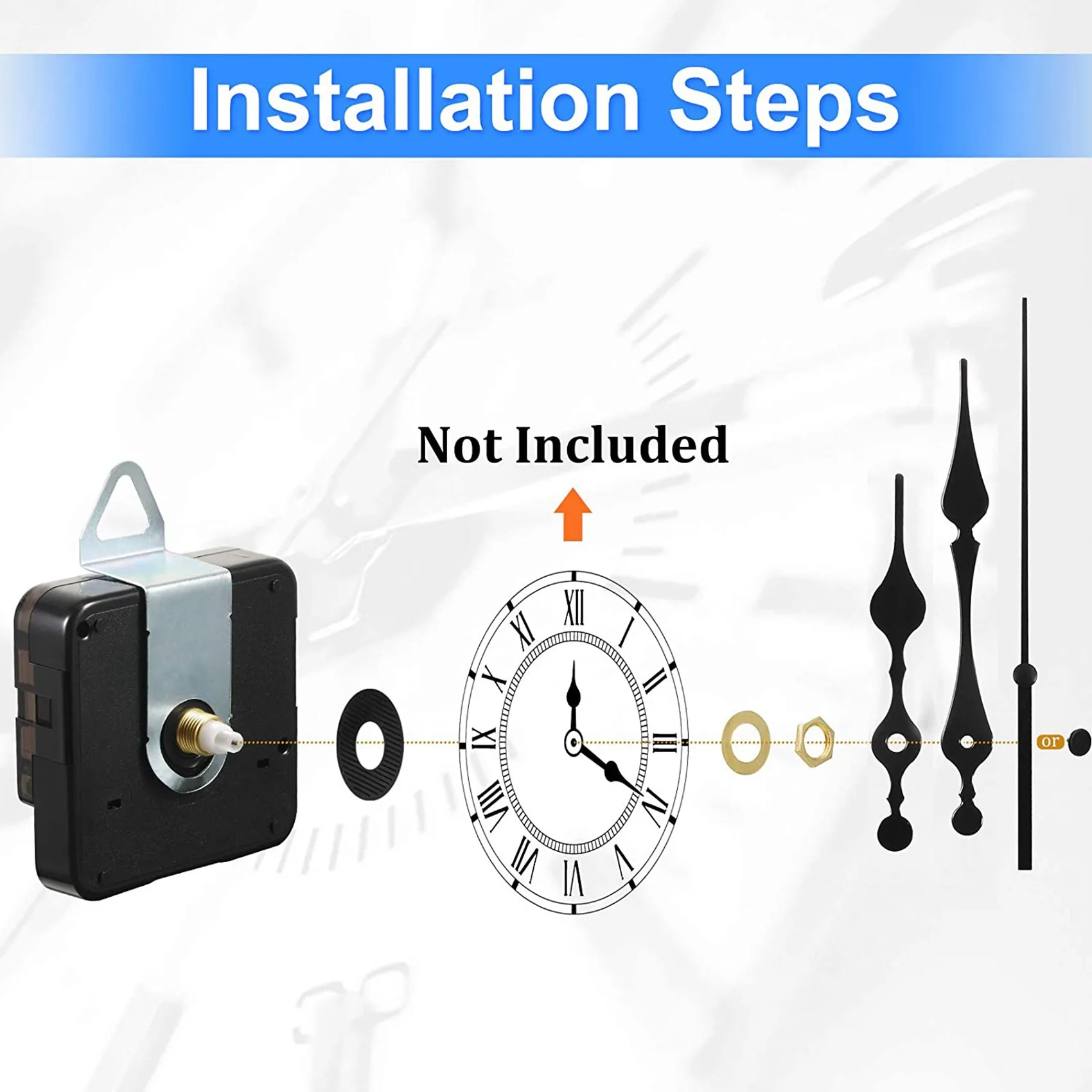 (AIMA) 4 Pieces Quartz DIY Wall Clock Movement Mechanism Battery Operated Clock Motor Kit with 6 Sets of Hands (13 mm)