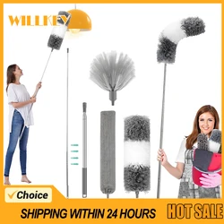 Telescopic Duster Microfiber Feather Duster Bendable Gap Clean Brush Detachable Washable Ceiling Spider Web Household Cleaning