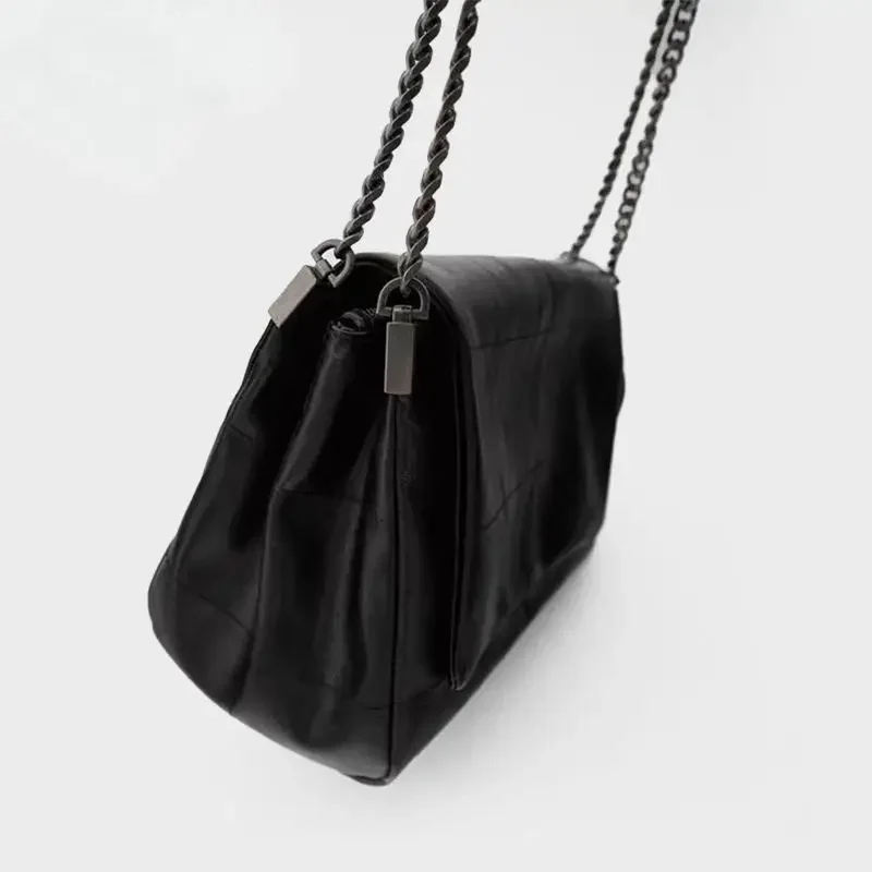 حقيبة روك كوميوتر الضالة للنساء ذات سعة كبيرة وحقيبة كتف بسلسلة معينية قابلة للطي #4