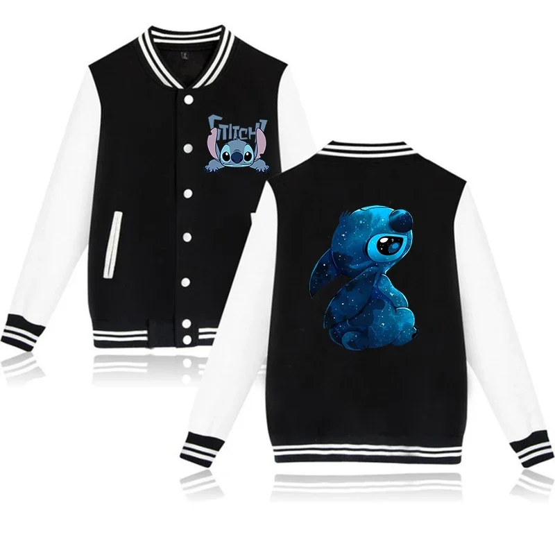 Y2k 90s Stitch Disney Hoodie Baseball Jacket Men Women Sweatshirt Kids Boys Girls Harajuku Jackets Streetwear College Coats