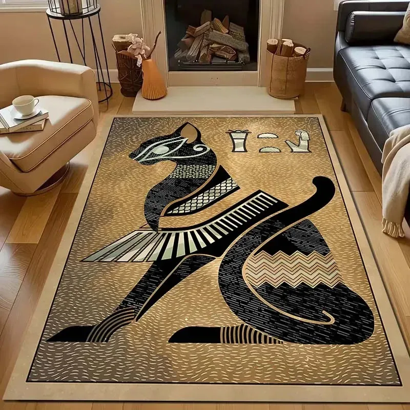 

JSL36Egyptian Mythology Black Cat Carpet for Living Room Home Decor Non-slip Floor Mat for Bedroom Large Area Carpets Washab9Ok%