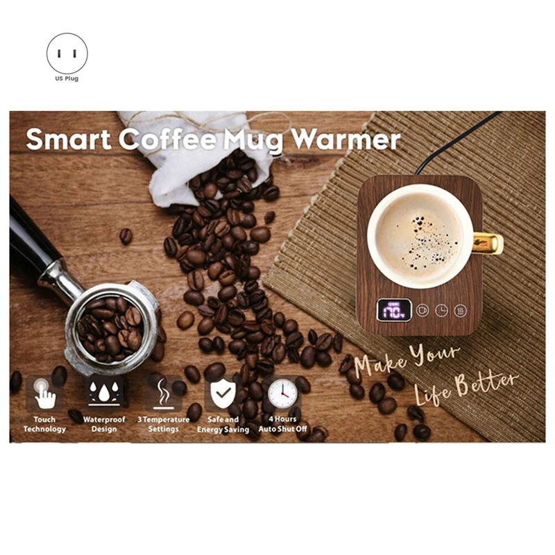 Smart Coffee Mug Warmer,Wax Candle Warmer Placa com Temporizador, Aquecedor De Café Elétrico, Desligamento Automático, Durável, 15x12x2.5cm
