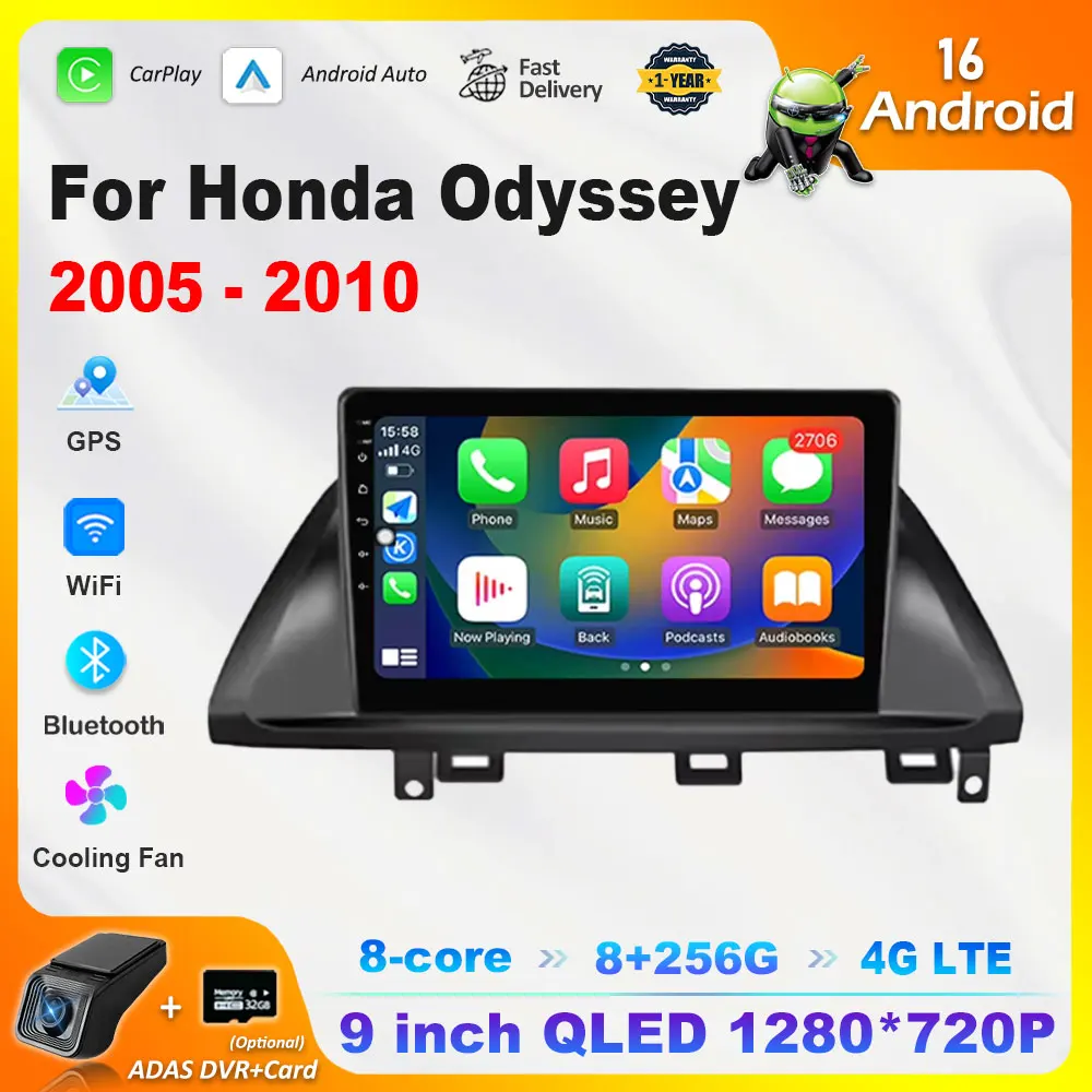 

10 '' for Honda Odyssey 2005 - 2010 Car Radio Multimedia Player Android 16 DSP Stereo QLED Screen WiFi GPS Navi 4G Bluetooth