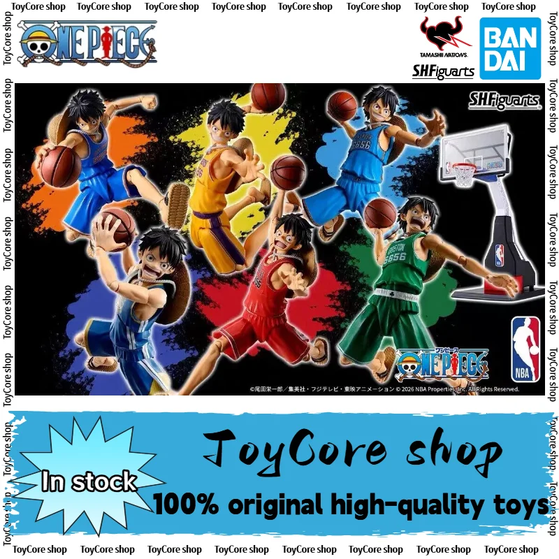 S.H.Figuarts Bandai One Piece NBA Monkey D Luffy Lakers Warriors Bulls Celtics Figura de Acción Articulada Modelo Coleccionable Juguete Regalo