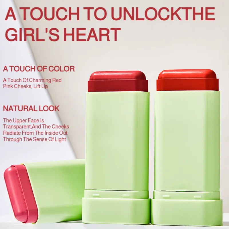 Set di evidenziatori e riparatori in stick per trucco nudo naturale, balsamo rosso per labbra e guance, doppio scopo