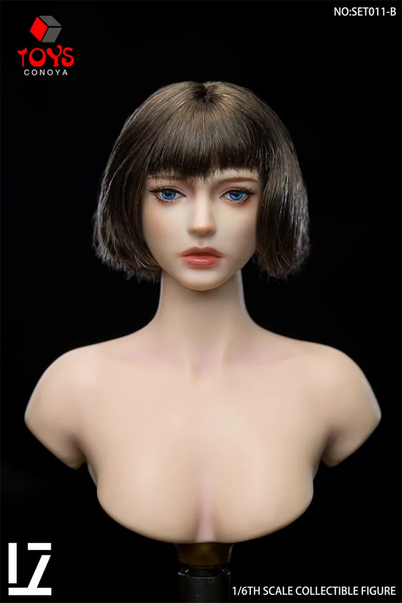 LZ TOYS SET011 1/6 Girl Head Sculpt Sunny Hair Transplant Head Carving Model Fit 12-inch Female Soldier Action Figure Body