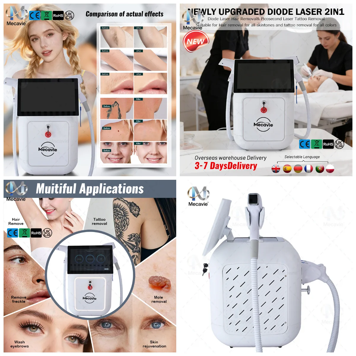 2026 New 2 IN 1 Soprano Titanium Ice Platinum Beauty Machine, 4000W Multi Wavelength Painless Hair Removal & Skin Rejuvenation