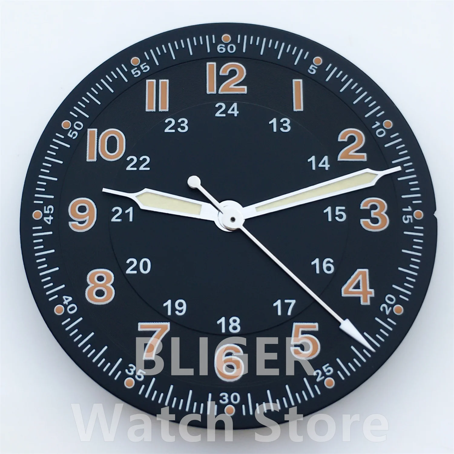 BLIGER 29 มม.คลาสสิกปราศจากเชื้อ Pilot สีดํานาฬิกา Dial สําหรับ NH35 NH36 ETA2824 2836 PT5000 การเคลื่อนไหว Part มือชุด