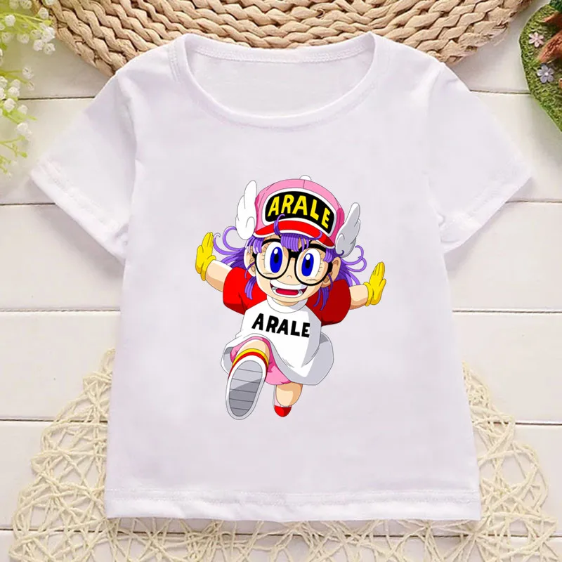 Anime Arale Dr Slump Print Cartoon Kids T shirt Girls Summer Kawaii Tops Baby Boys Clothes Cute Children Short Sleeve T-shirt