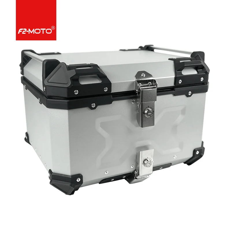 

Factory Hot Selling F2-MOTO 55L-X Silver Aluminum Alloy Top Box Used for Motorcycle and Electric Vehicle Tail Installation
